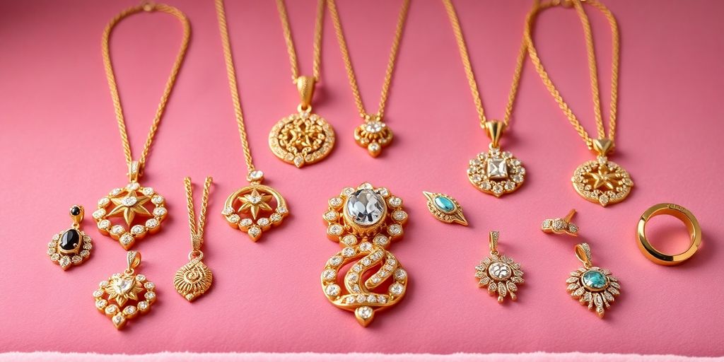 Bijoux en or personnalisés sur un fond en velours.