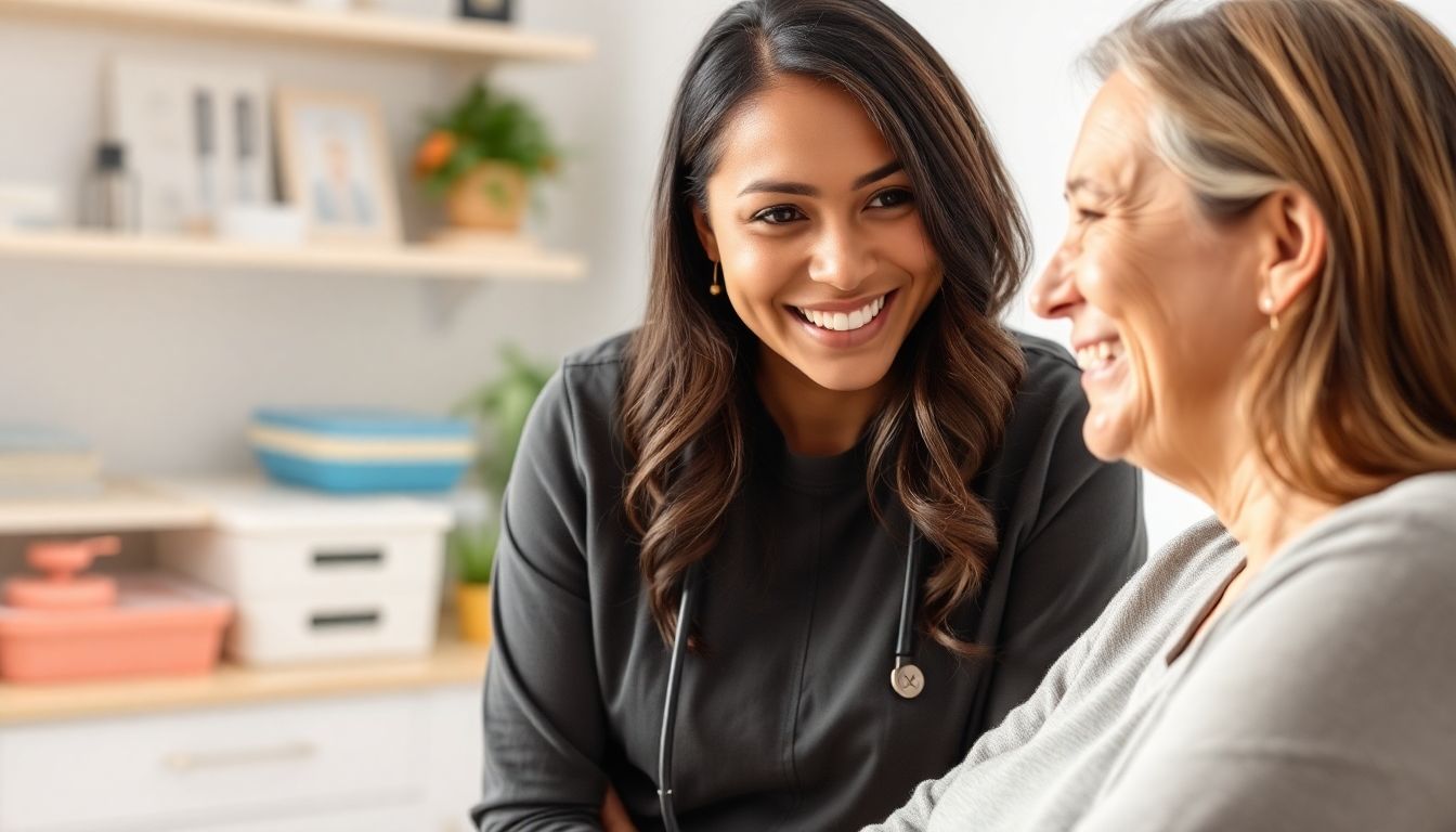 Therapeutische Ansätze bei Dysarthrie: Ärztin und Patientin in moderner Praxis