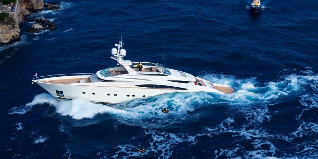 Luxury yacht sinking off Italian coast.