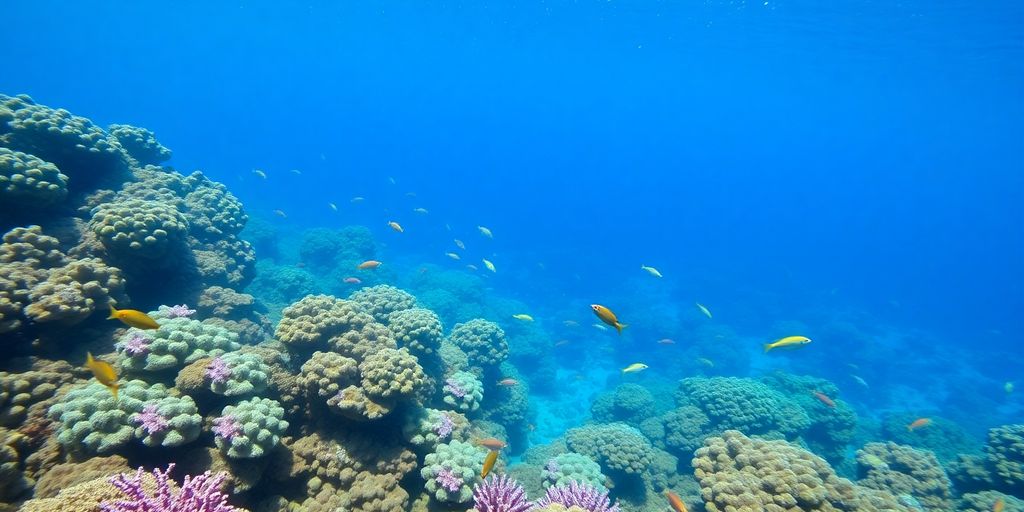 Vibrant coral reef teeming with diverse marine life.