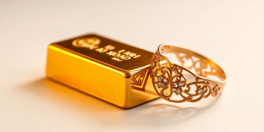 Lingots d'or pur et bijoux