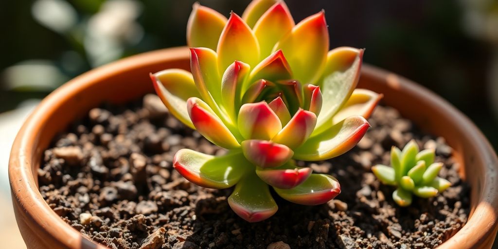 Suculenta en maceta con sustrato ideal