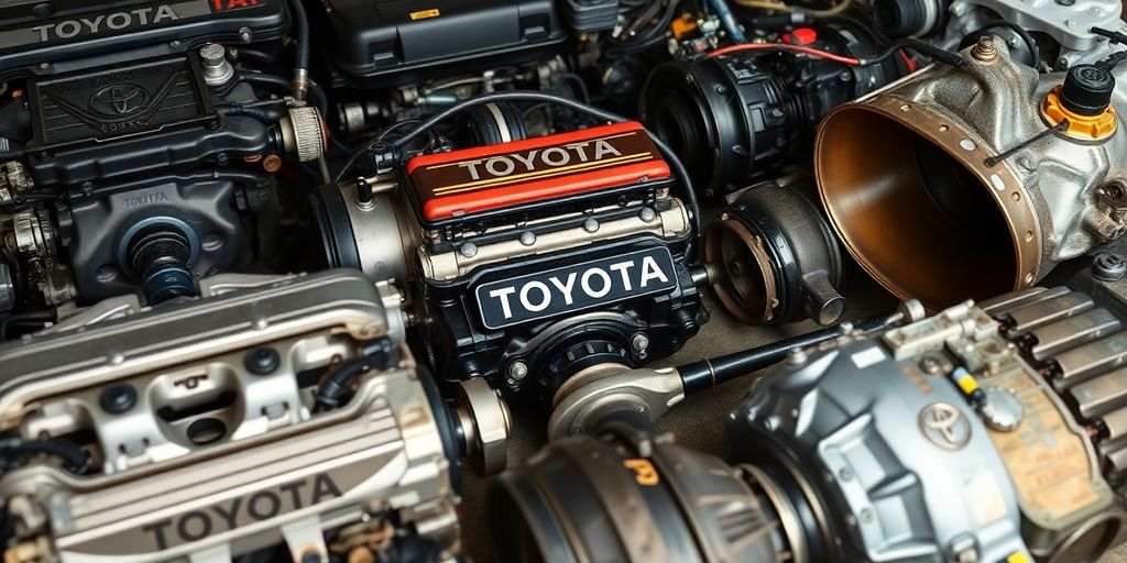 Heap of assorted Toyota car parts.