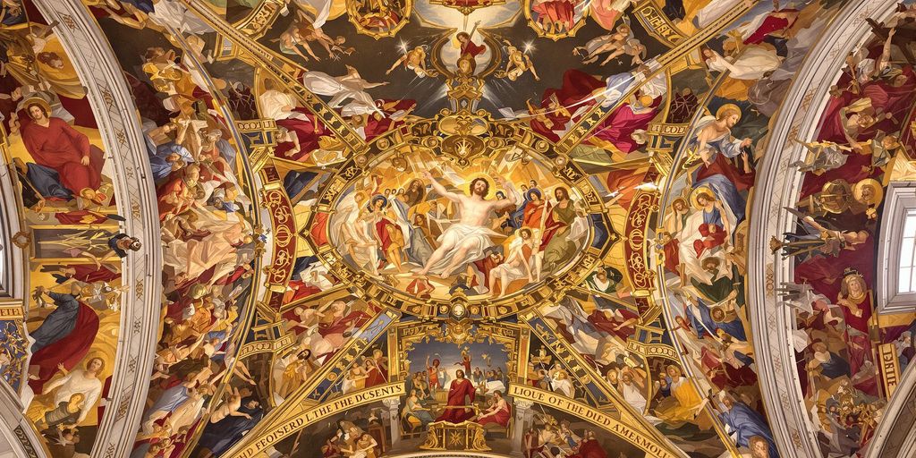 Ceiling mural in the Sistine Chapel by Michelangelo.