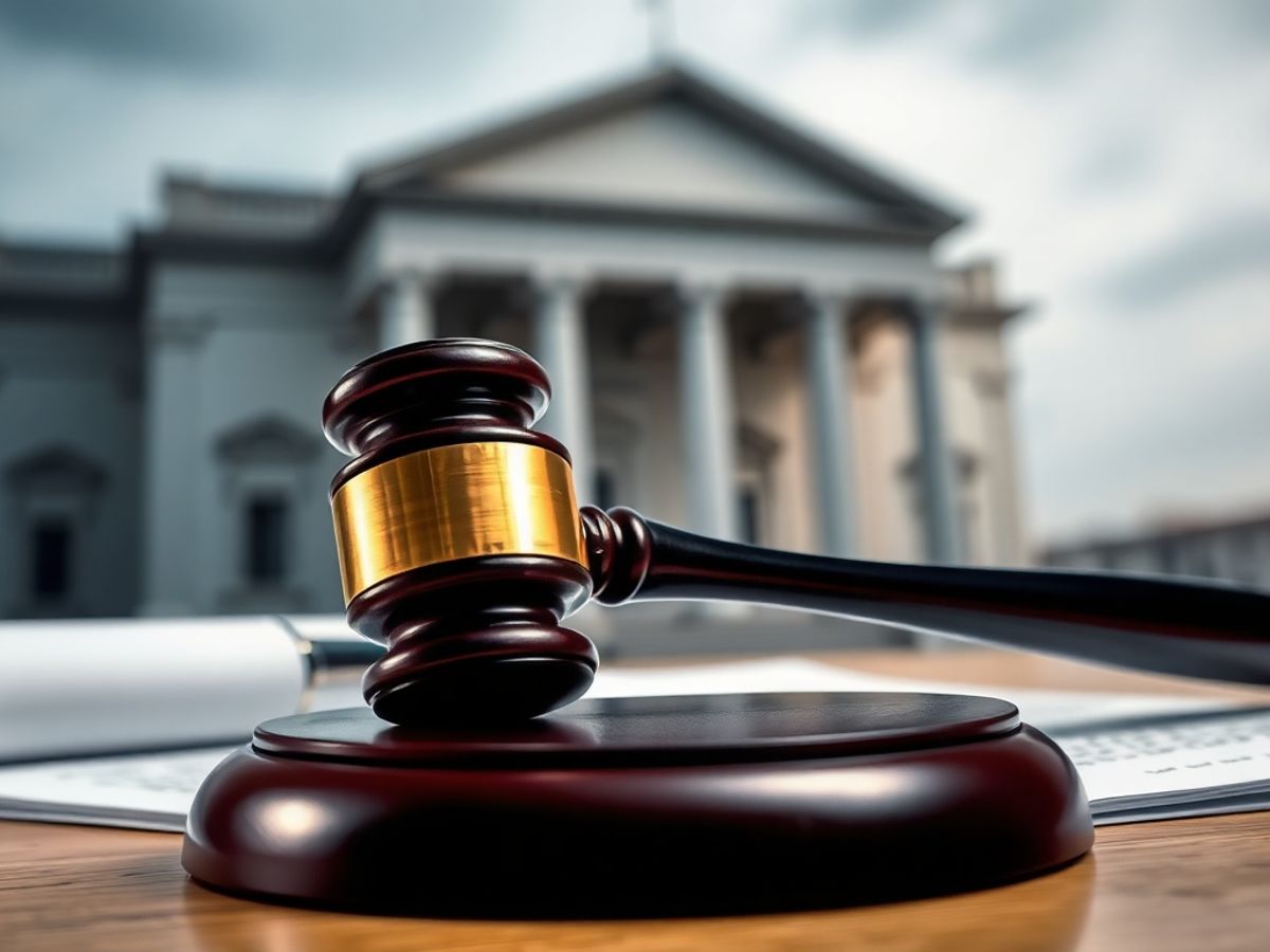 Imagine cu un ciocan de judecător și documente legale.