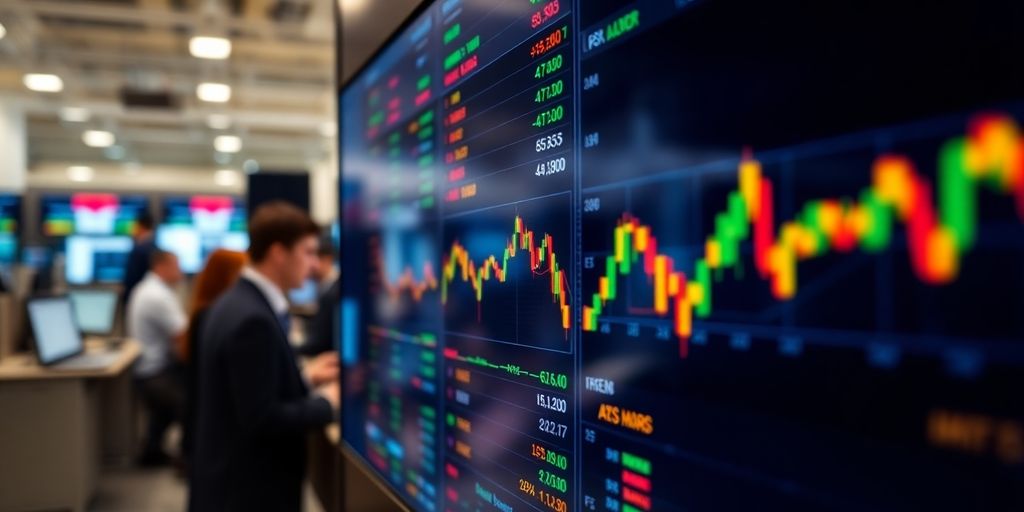 Close-up of stock options trading on a digital screen.