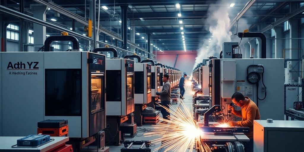Production line with YZ welding machines in action.