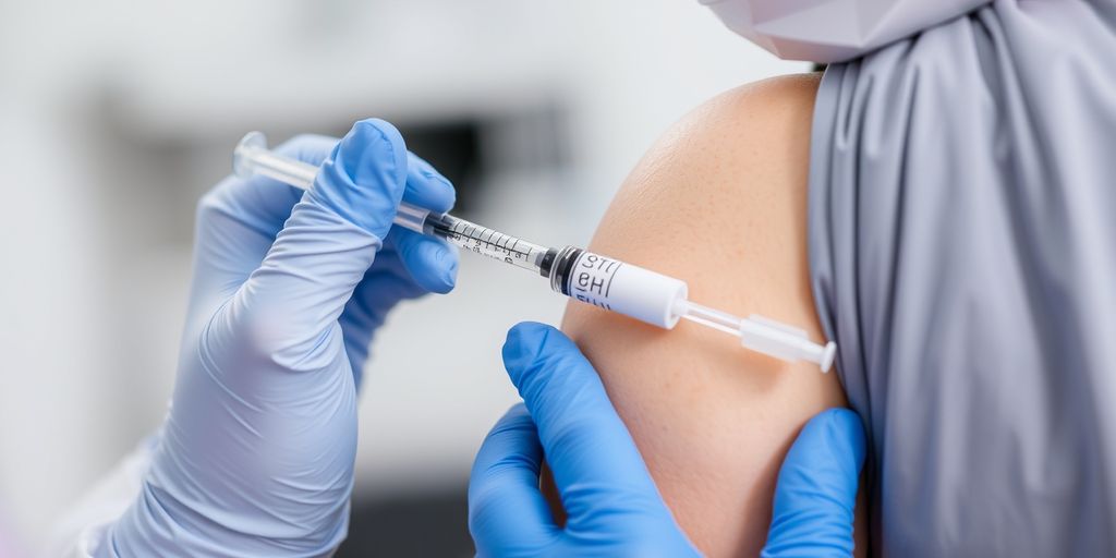 Healthcare professional giving a vaccine injection