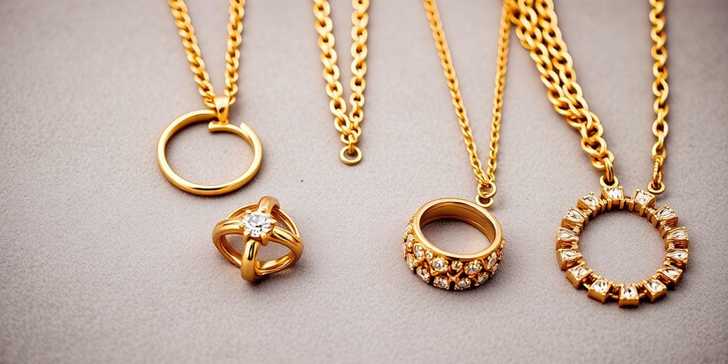 Bijoux en or sur un fond en velours.