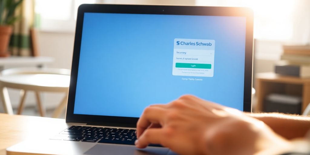 Person accessing 401k account on a laptop.