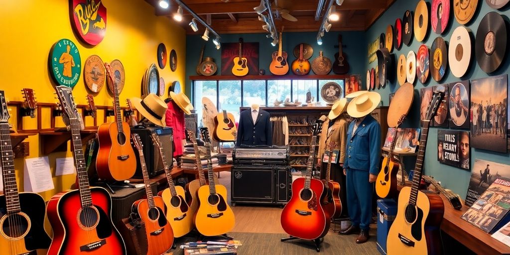 Vintage country music memorabilia in Nashville museum.