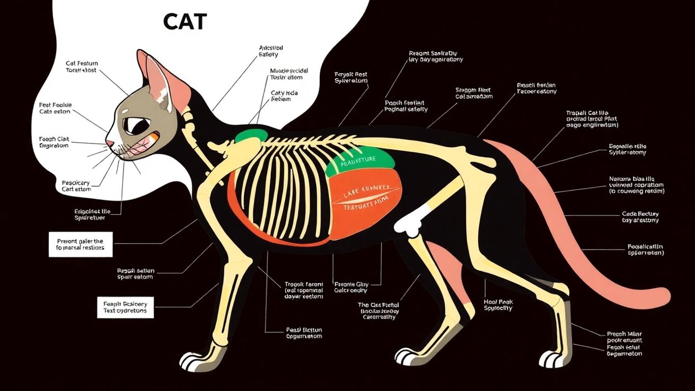 Diagrama anatômico de um gato.