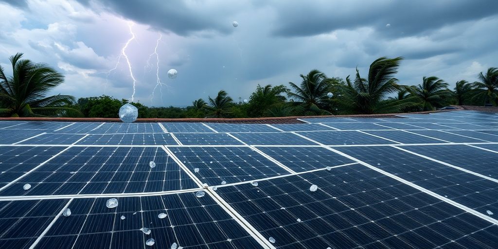 Panneaux solaires sous la grêle