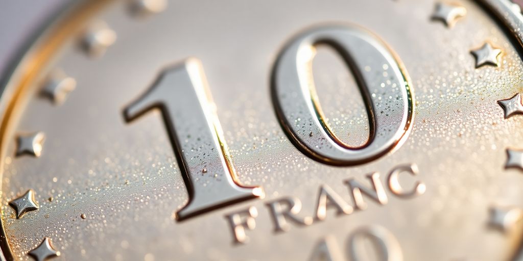 Une pièce de 100 francs en argent scintille.