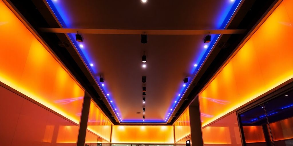 Modern interior with innovative LED wall lighting.