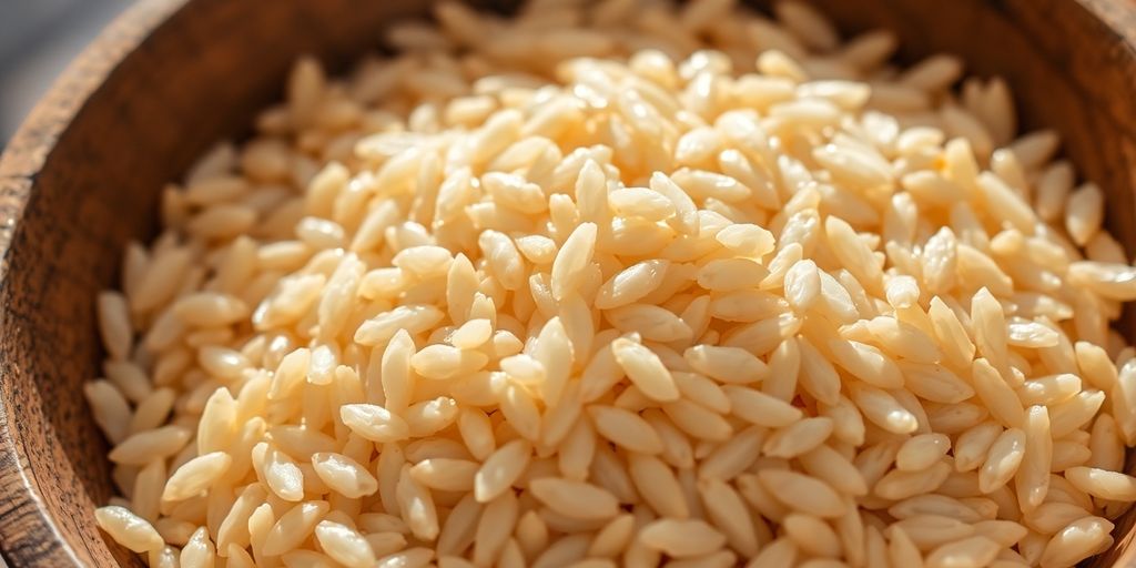 Bowl of brown rice with visible grains and a healthy sheen.