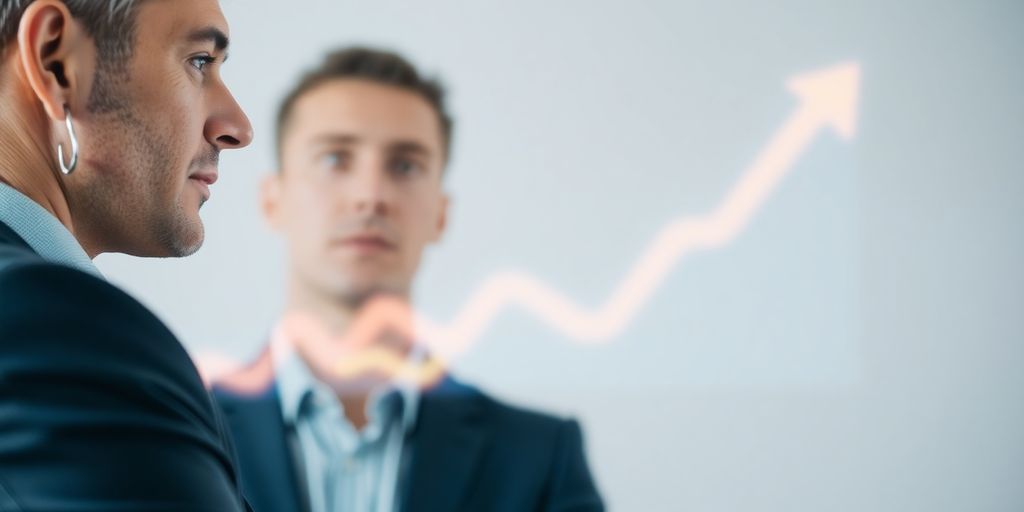 Professionnel analysant un tableau abstrait de croissance.