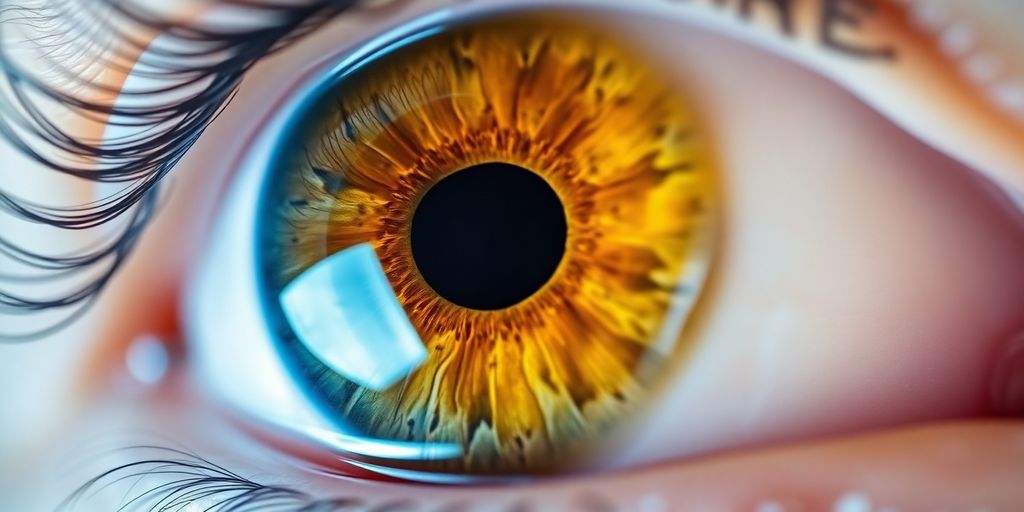 Close-up of a human eye with a healthy retina.