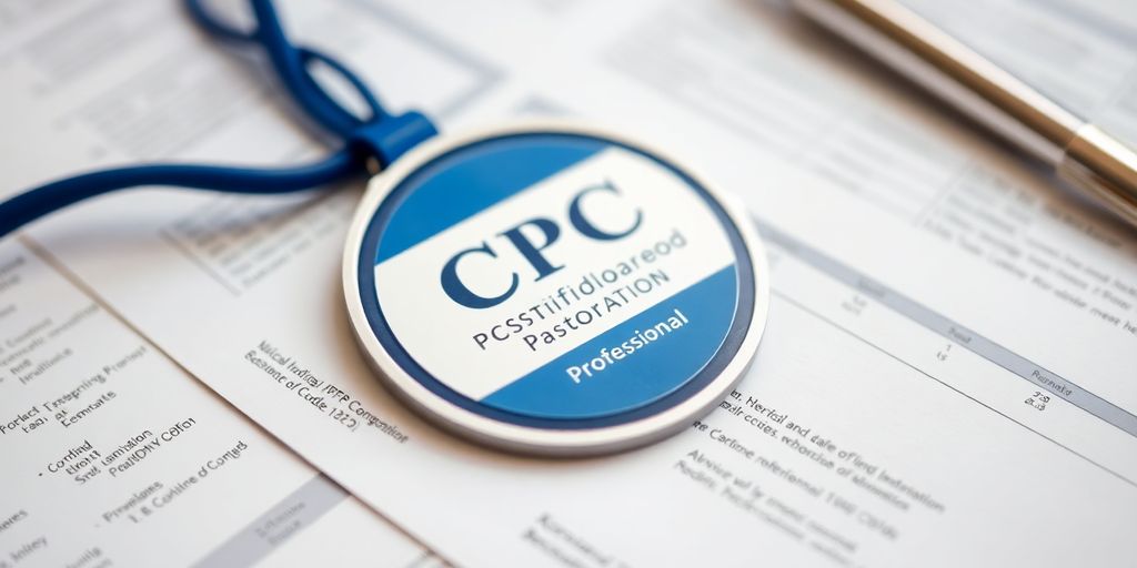 CPC certification badge and medical documents