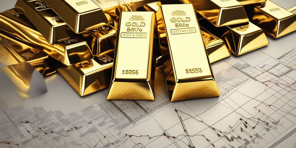 gold bars and stock market graph