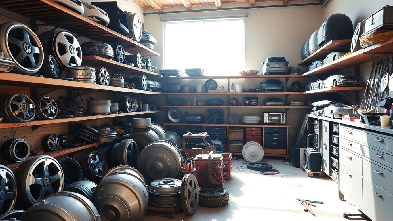 Volkswagen car parts in a workshop
