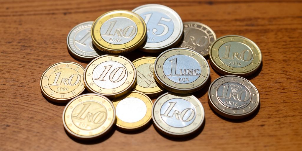Collection de pièces en Euro sur une surface en bois.