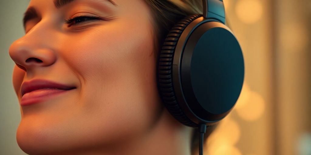 Person enjoying music with headphones.