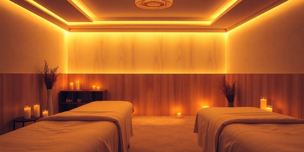 Sakin bir spa ortamında masaj yapılırken görüntü.