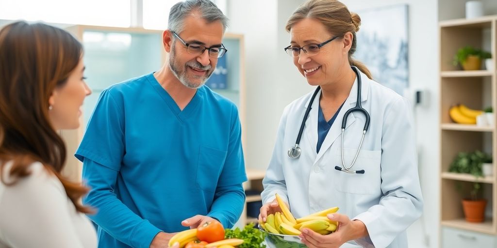 Patient und Arzt im Gespräch über Ernährung bei Hämophilie.