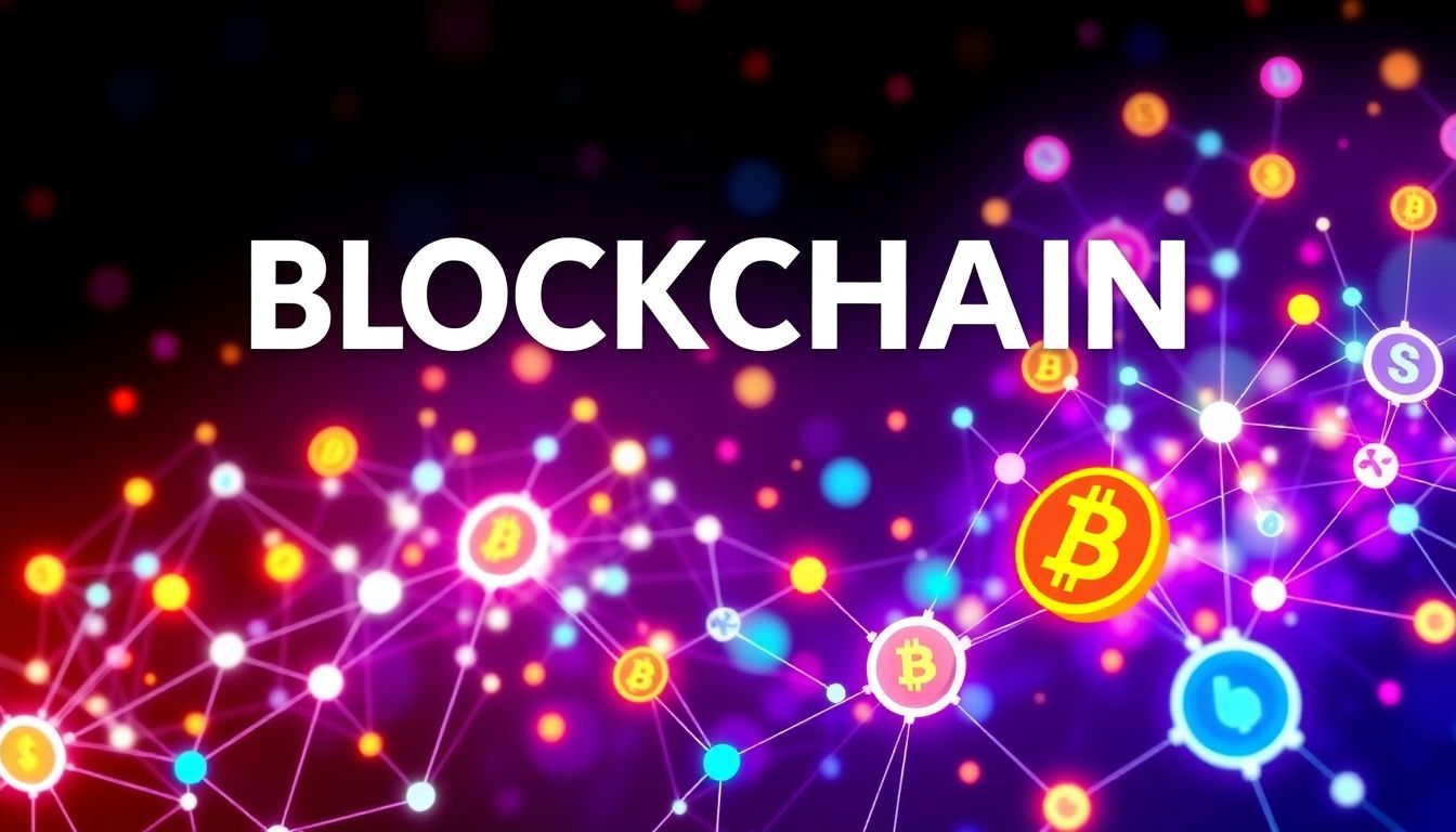Colorful blockchain technology banner for cryptocurrency guide.