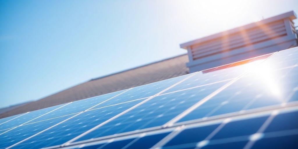 Solar panel on a sunny roof