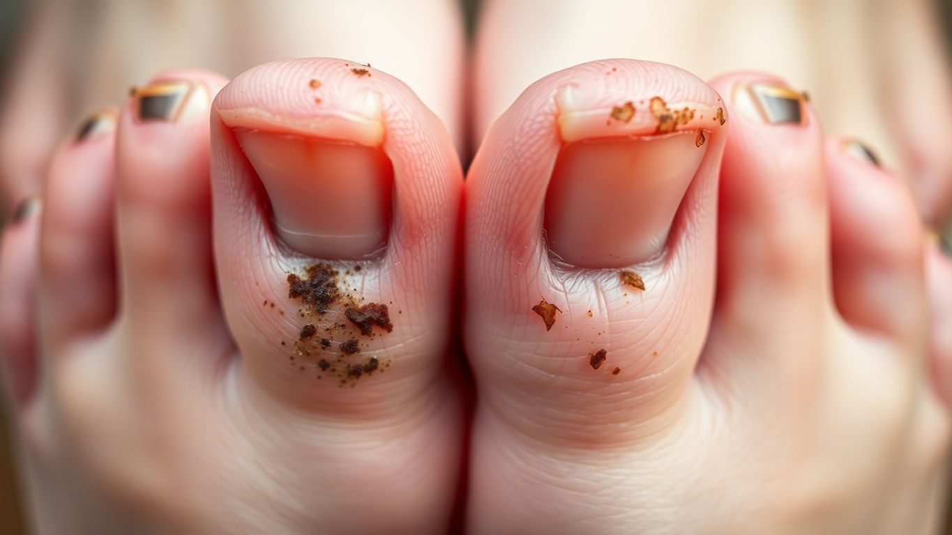 Comparison of healthy and infected toenails.