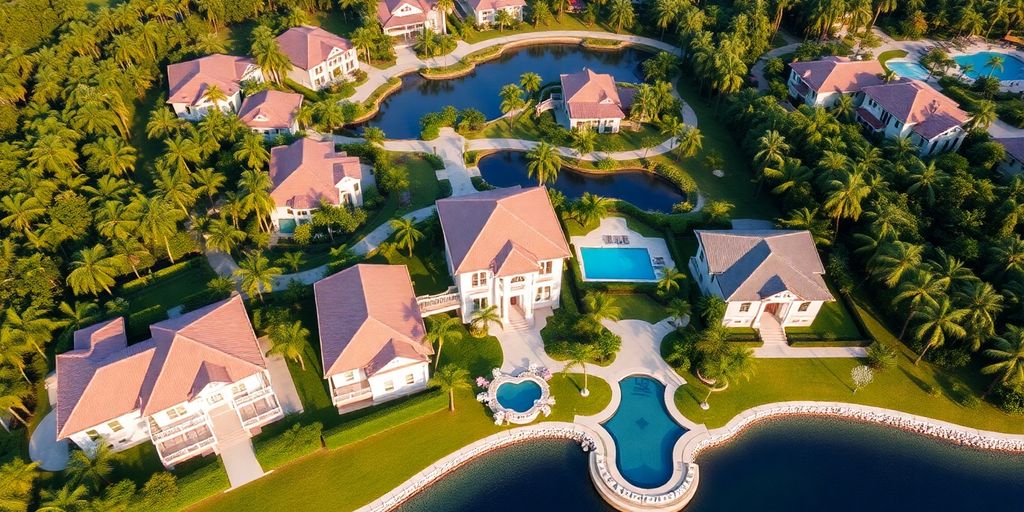Aerial view of luxury villas in The Sanctuary, Layan.