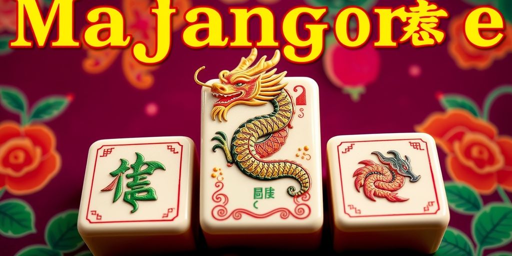 Three Mahjong dragon tiles with intricate designs