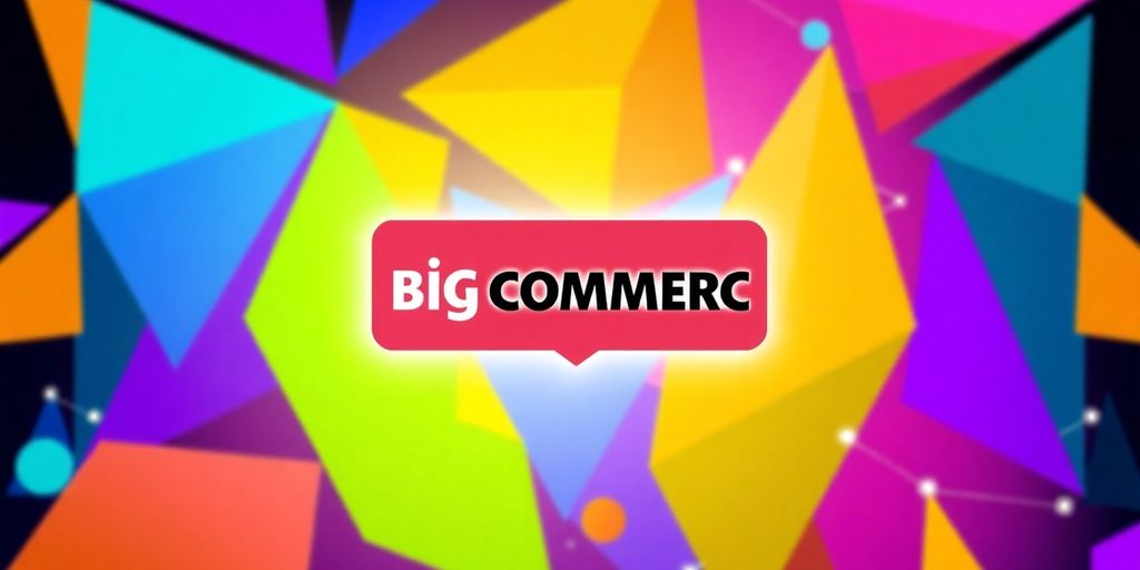 BigCommerce logo and colorful abstract shapes.