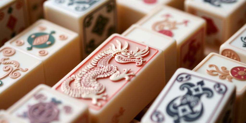 Intricate dragon tiles from Mahjong set