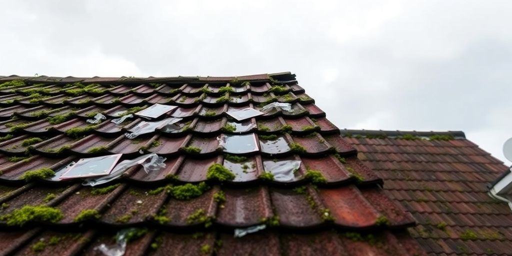 Dak met waterschade en mos in Amersfoort.
