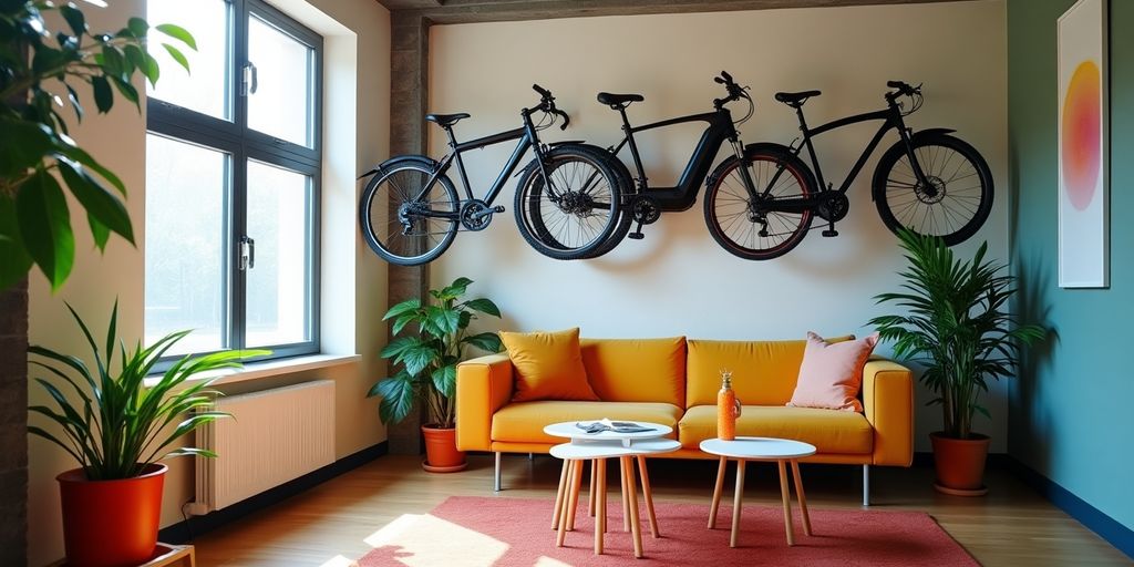 Creative bike storage in a small urban apartment.