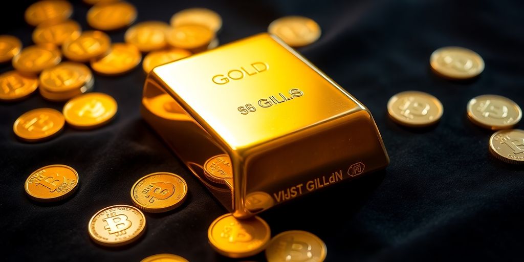 Un lingot d'or sur un tissu en velours noir.