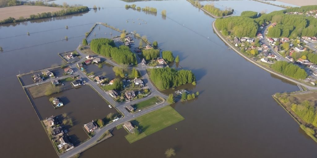 Aerial view of the floods in Wallonia.