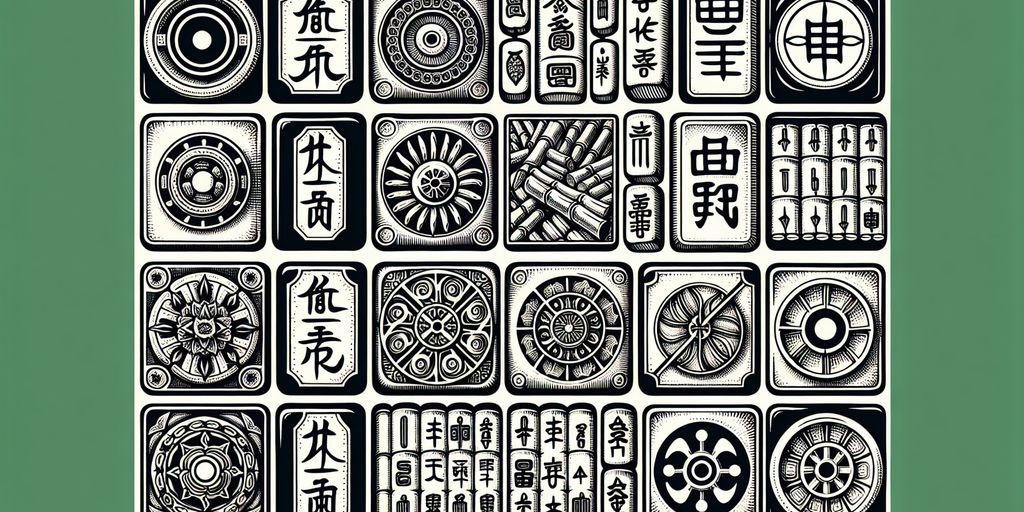 mahjong tiles symbols illustration