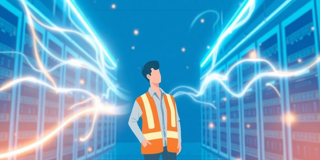 Cloud data engineer with bright, futuristic elements