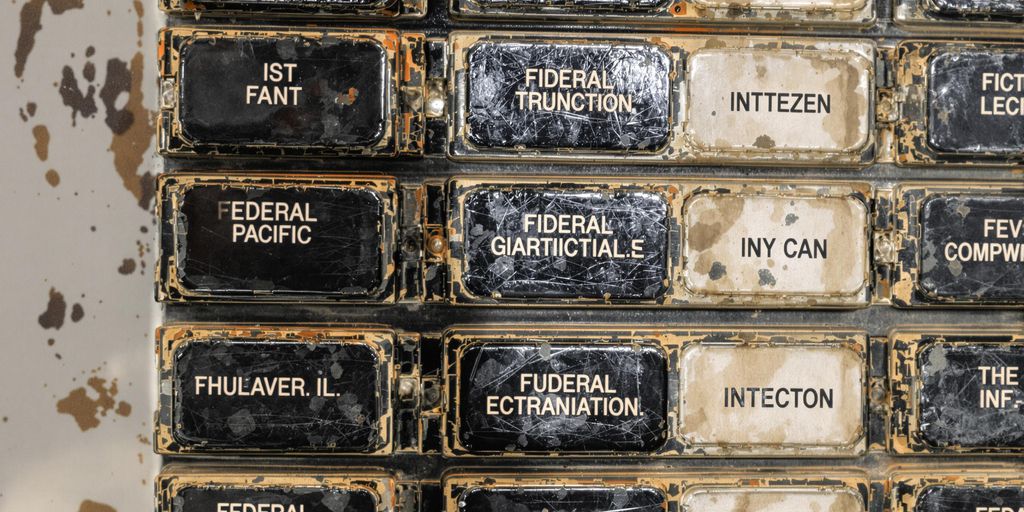 Federal Pacific breaker panel showing signs of damage.