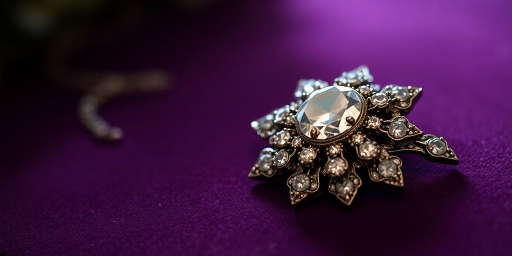 Bijou éclatant sur une surface en velours.