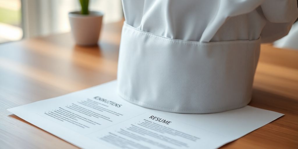 Chef's hat on top of a well-organized resume.