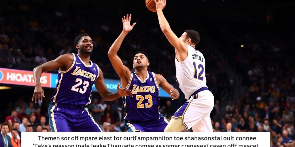 Lakers players in action during a competitive basketball game.