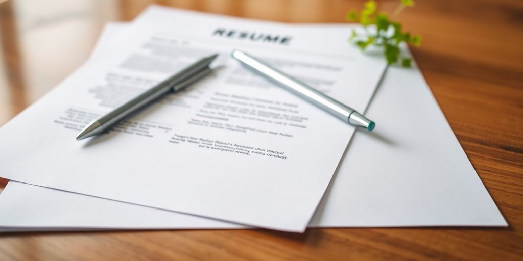 Well-organized resume next to a pen.