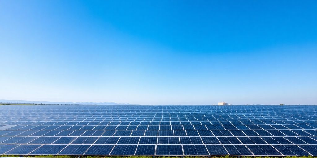 Panneaux solaires sous ciel bleu