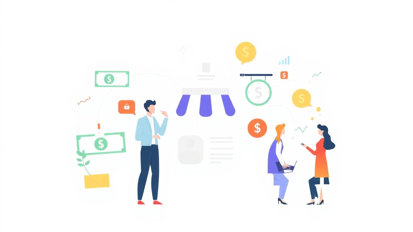 Moderne illustrasjon av inntektsstrømmer for bedrifter.