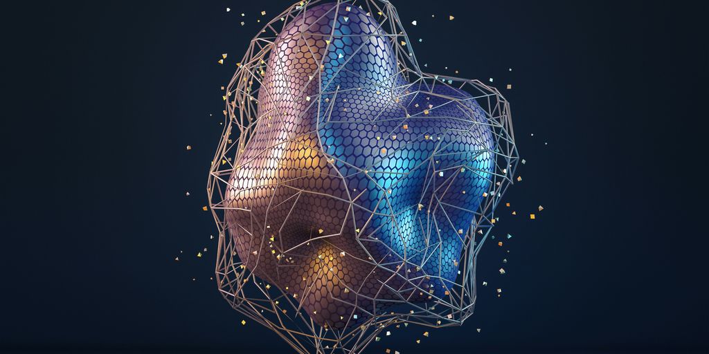 a heart shaped object with a blue background